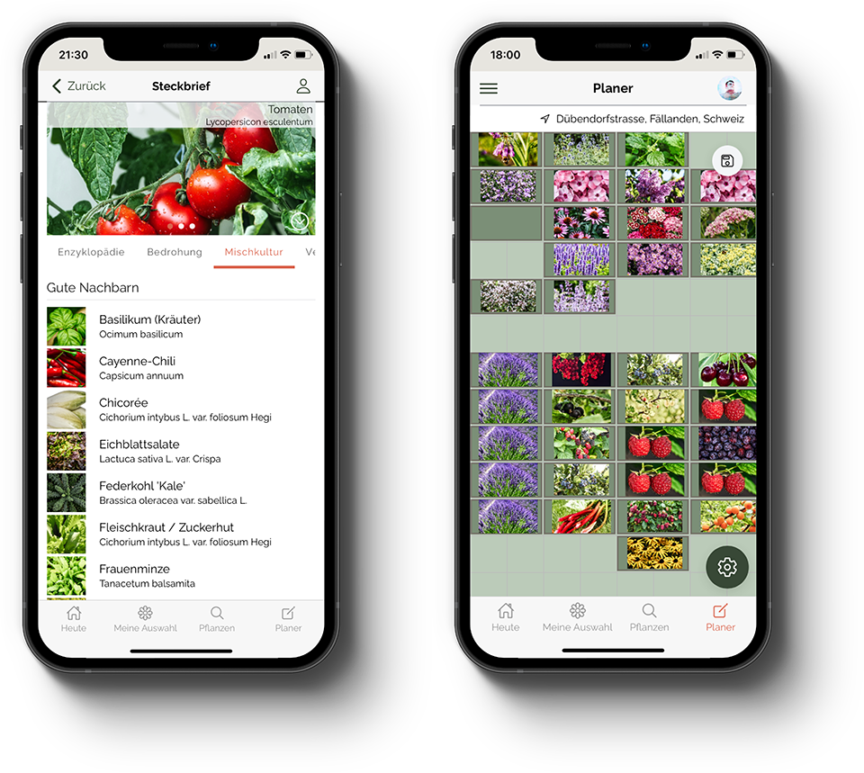 Screenshots der coaduno Gartenplaner-App